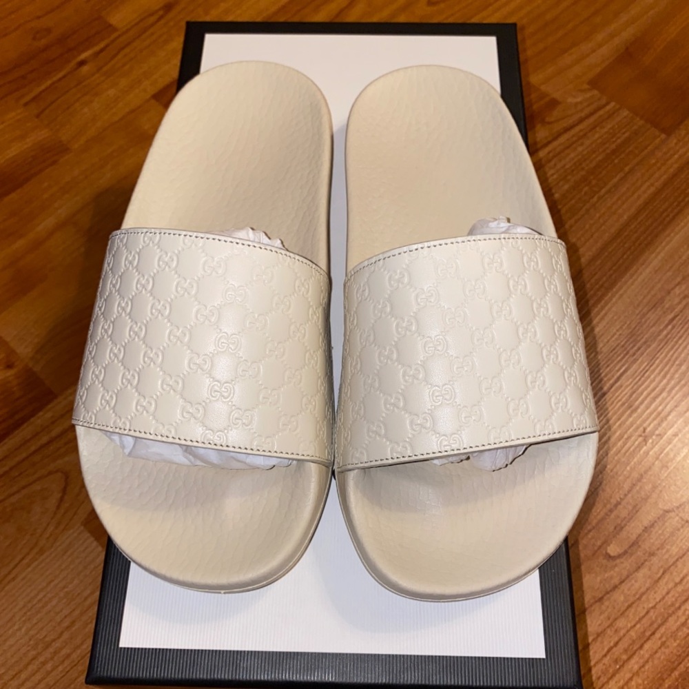 Gucci Micro Gg Leather Slide Sandals size 35